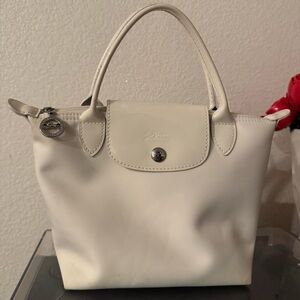 Small White Longchamp Le Pliage Handbag RARE